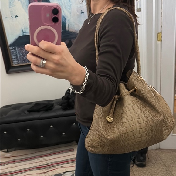 Brahmin Croc Embossed Tote Bag - Beige - Picture 9 of 12